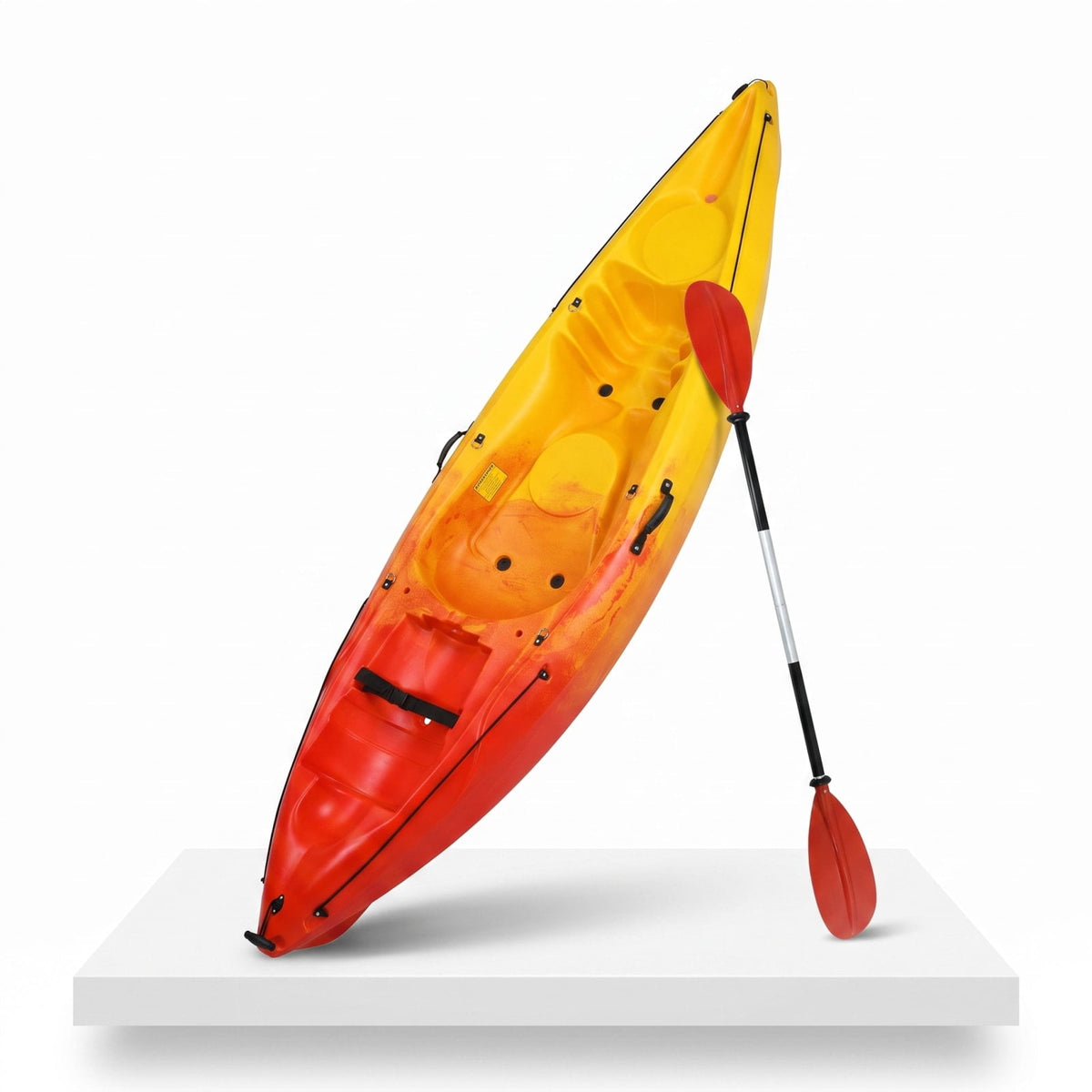 Airfind Single Sit on Top Kayak with Detachable Aluminum Paddle Adjustable Footrest and Bungee Storage for Adults Fishing and Sightseeing, Yellow