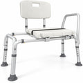 Airfind Sliding Tub Transfer Bench with Extra, 350 lbs Capacity, Aluminum Frame, 41.5 x 19.5 x 33.5-37.5 Footprint, White