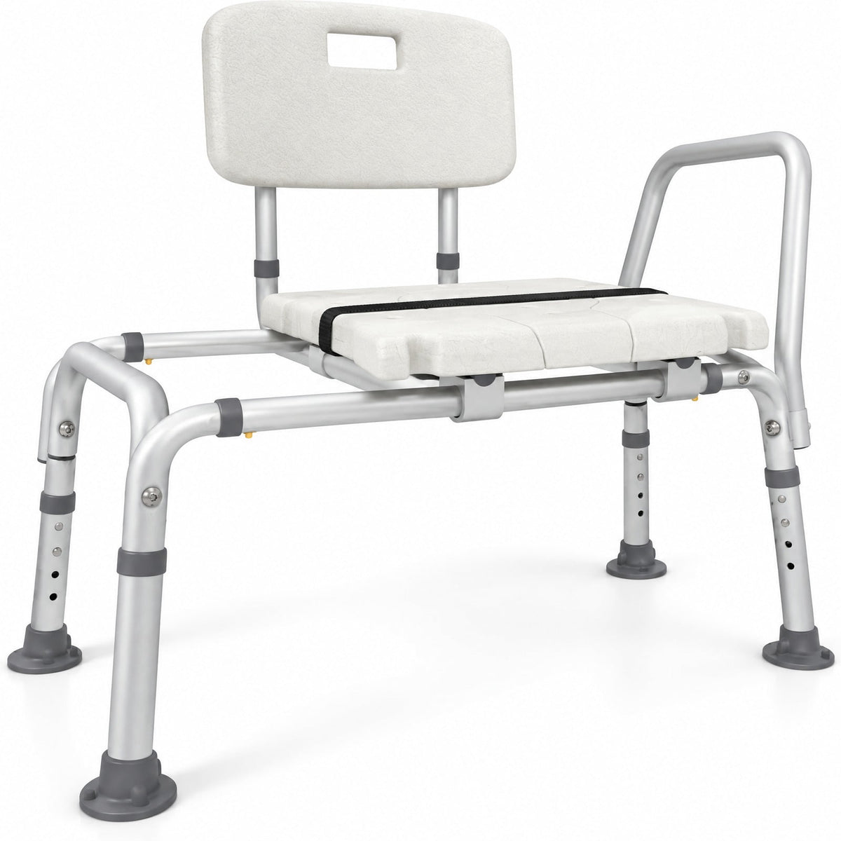 Airfind Sliding Tub Transfer Bench with Extra, 350 lbs Capacity, Aluminum Frame, 41.5 x 19.5 x 33.5-37.5 Footprint, White