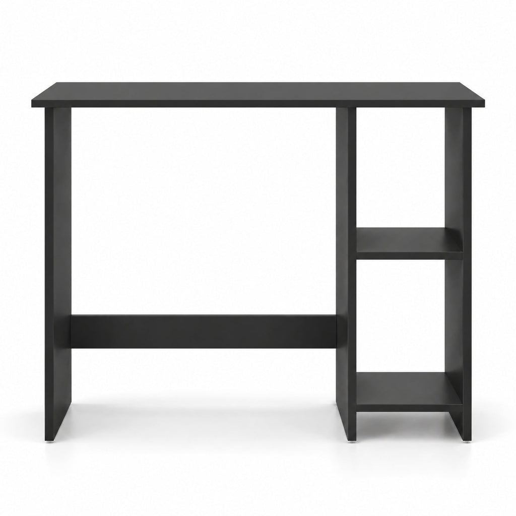 Airfind Small Computer Desk with Storage and Adjustable Shelf, Black, Reinforced crossbar ensures reliable structure