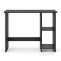 Airfind Small Computer Desk with Storage and Adjustable Shelf, Black, Reinforced crossbar ensures reliable structure