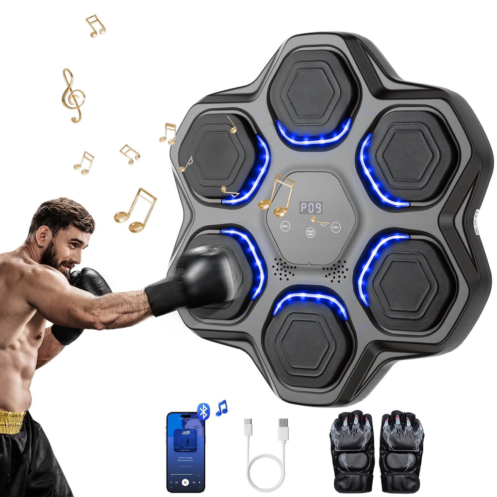 Airfind Smart Music Boxing Machine Target Trainer with Bluetooth Interactive Reflex Punch Pad for Home Gym and Kids Training 9 Speed Modes, Black