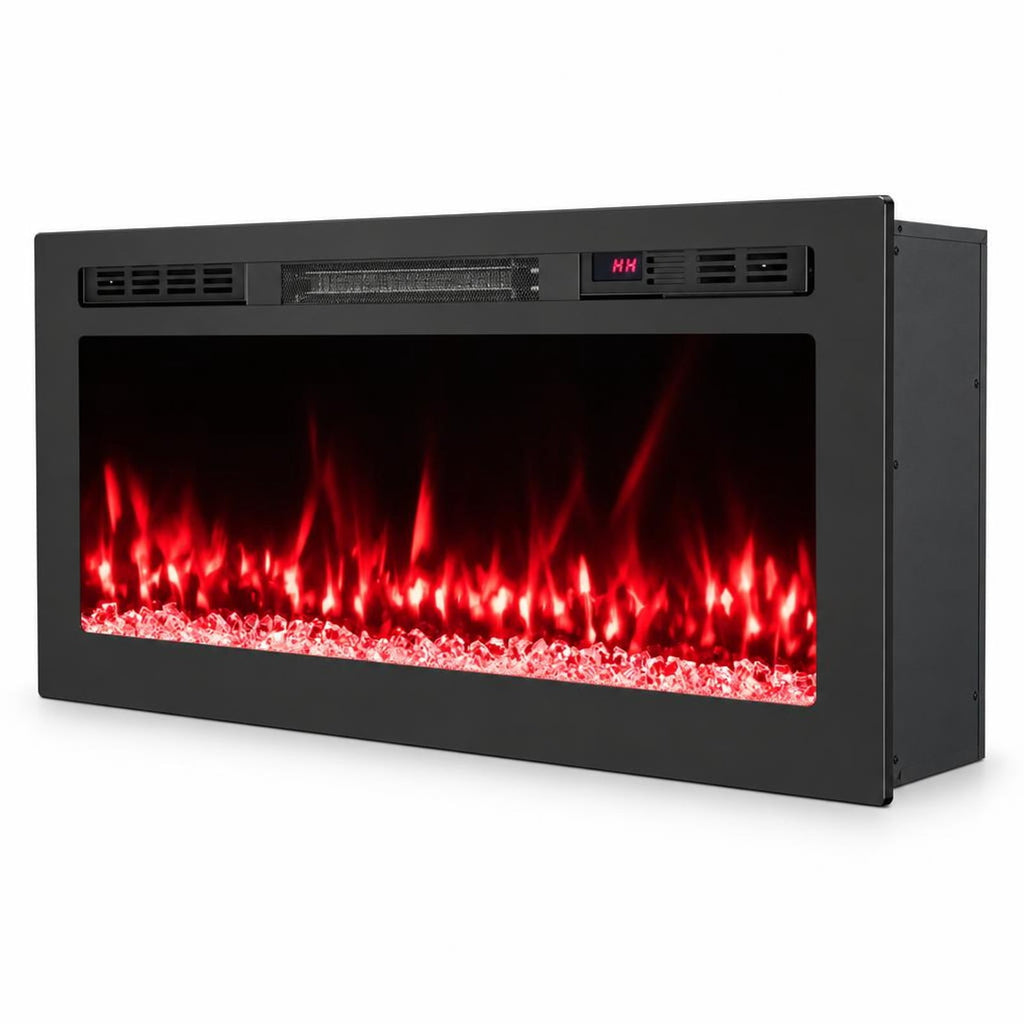 Airfind Smart WiFi Electric Fireplace Wall Mounted and Recessed 750W/1500W Heater-36 Inch, Black, Power Cord 5 ft Net Weight-36in 29.5 lbs