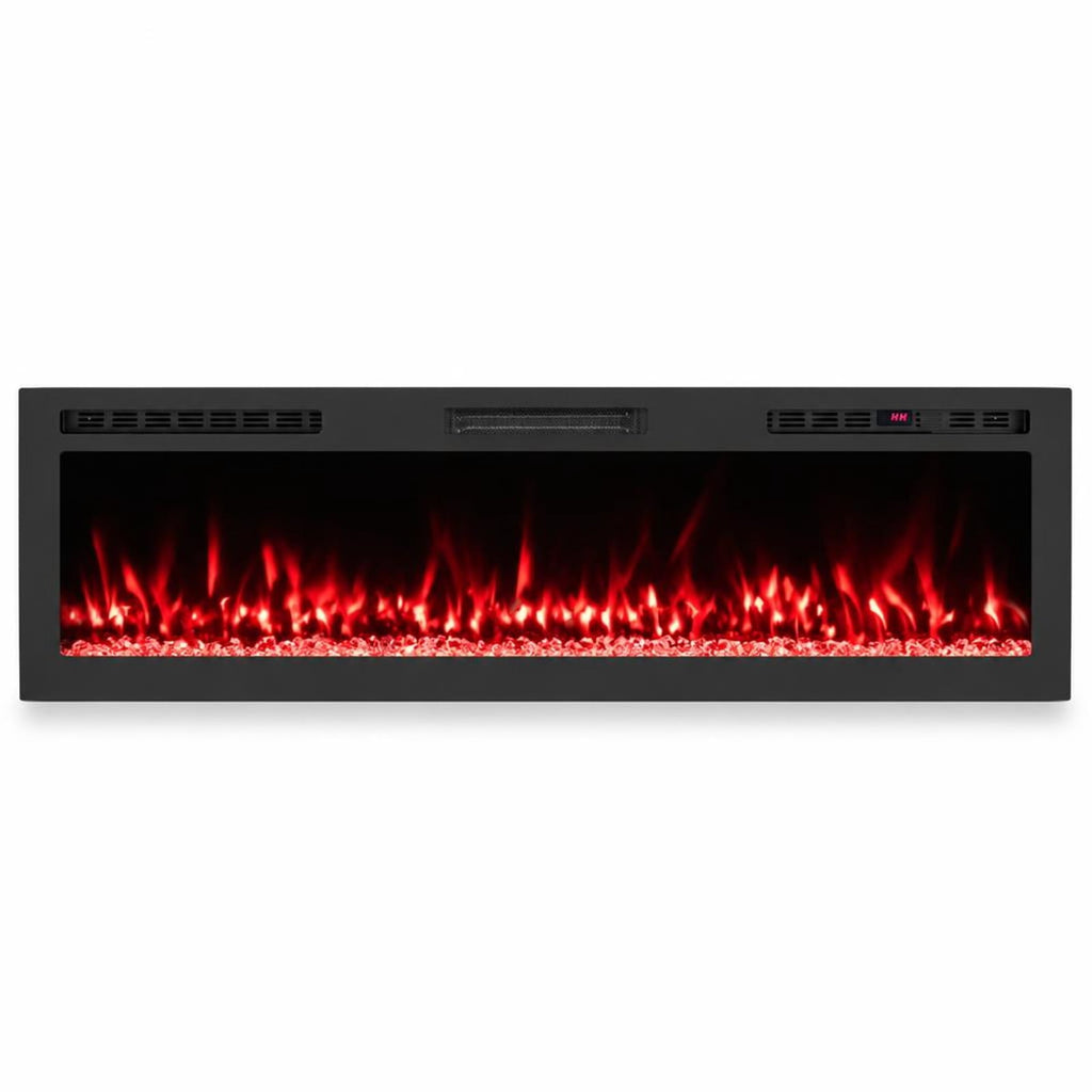 Airfind Smart WiFi Electric Fireplace Wall Mounted and Recessed 750W/1500W Heater-60 Inch, Black, Power Cord 5 ft Net Weight-36in 29.5 lbs