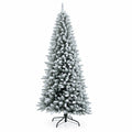Airfind Snow-Flocked Hinged Artificial Christmas Pencil Tree with Mixed Tips-7.5 ft, White, Number of tips 373 829 1189