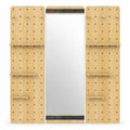 Airfind Solid Wood Full Length Mirror with Pegboard Shelves and Hooks for Entryway, Solid Wood Glass Frame, 16 x 5.5 x 55 Footprint, Natural