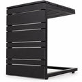 Airfind Space-Saving C-Shaped Side Table with Wood-Plastic Top for Indoor Outdoor, 55 lbs Capacity, Metal PP Frame, 15 x 14.5 x 21 Footprint
