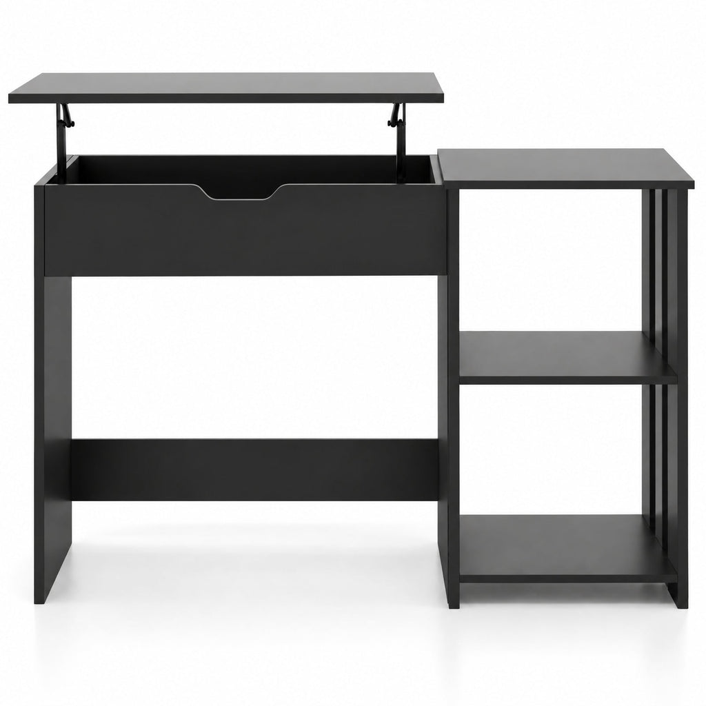Airfind Space Saving Computer Desk with Hidden Compartment and Open Storage Shelves, 210 lbs Capacity, Engineered Wood Frame, Black