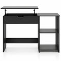 Airfind Space Saving Computer Desk with Hidden Compartment and Open Storage Shelves, 210 lbs Capacity, Engineered Wood Frame, Black