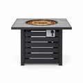Airfind Square Propane Fire Pit Table with Lava Rocks and Rain Cover, 150 lbs Capacity, Ore powder steel stainless steel Frame, Black