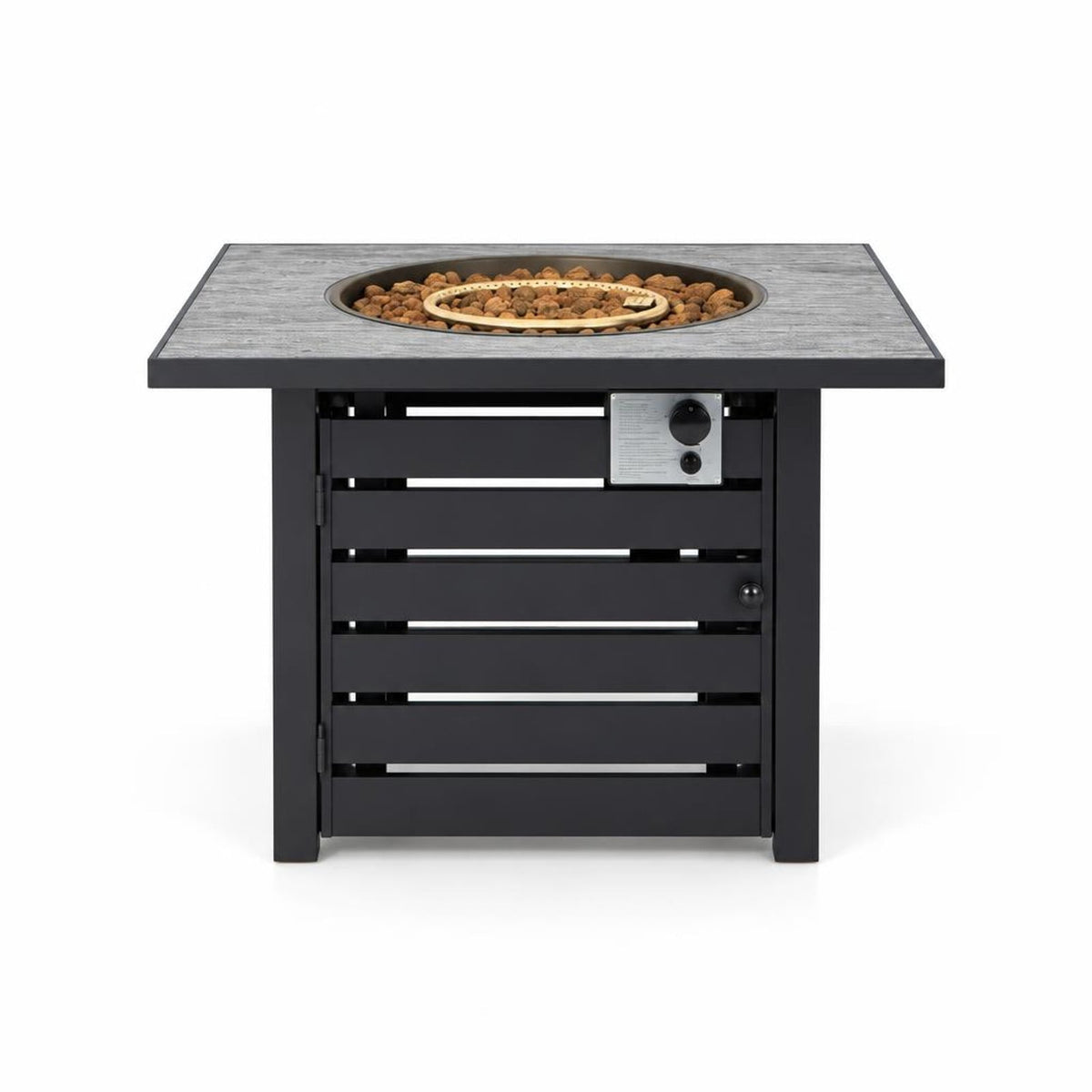 Airfind Square Propane Fire Pit Table with Lava Rocks and Rain Cover, 150 lbs Capacity, Ore powder steel stainless steel Frame, Black