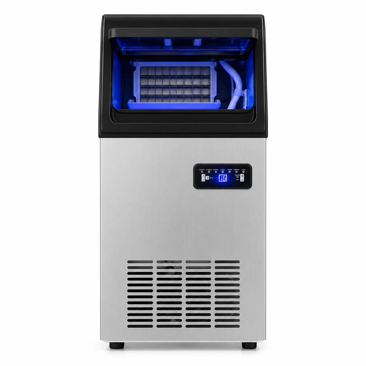 Airfind Stainless Steel Commercial Ice Maker 110 Lbs/24h, Stainless Steel Galvanized Steel Acrylic PP for Convenient Everyday Use, Silver