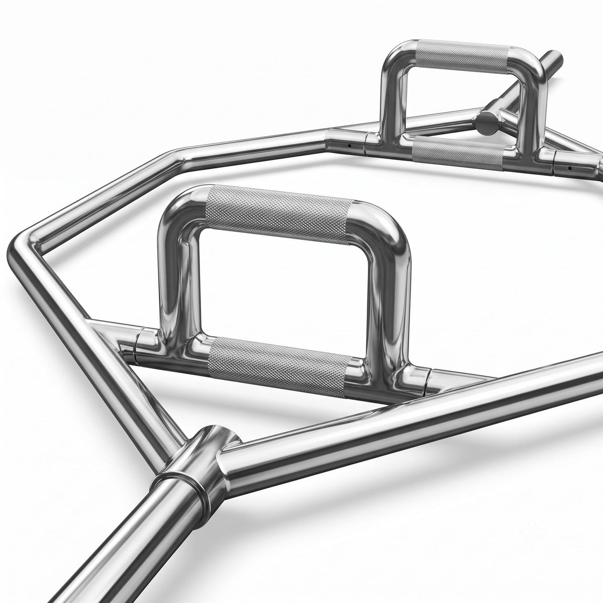 Airfind Standard Hex Trap Bar with 2 Spring Collars and Foldable Handles, 800 lb Capacity Steel Deadlift Weight Bar for Strength Training, Fits 1-Inch Plates, Silver