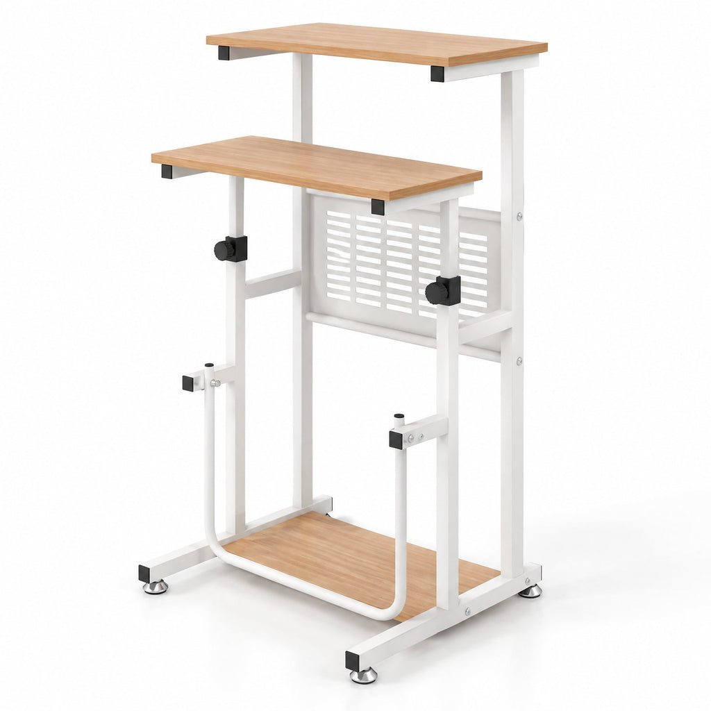 Airfind Standing Desk for Small Space Sit Stand Desk with Height Adjustable Desktop, Engineered wood Frame, 22 x 21 x Footprint, Oak