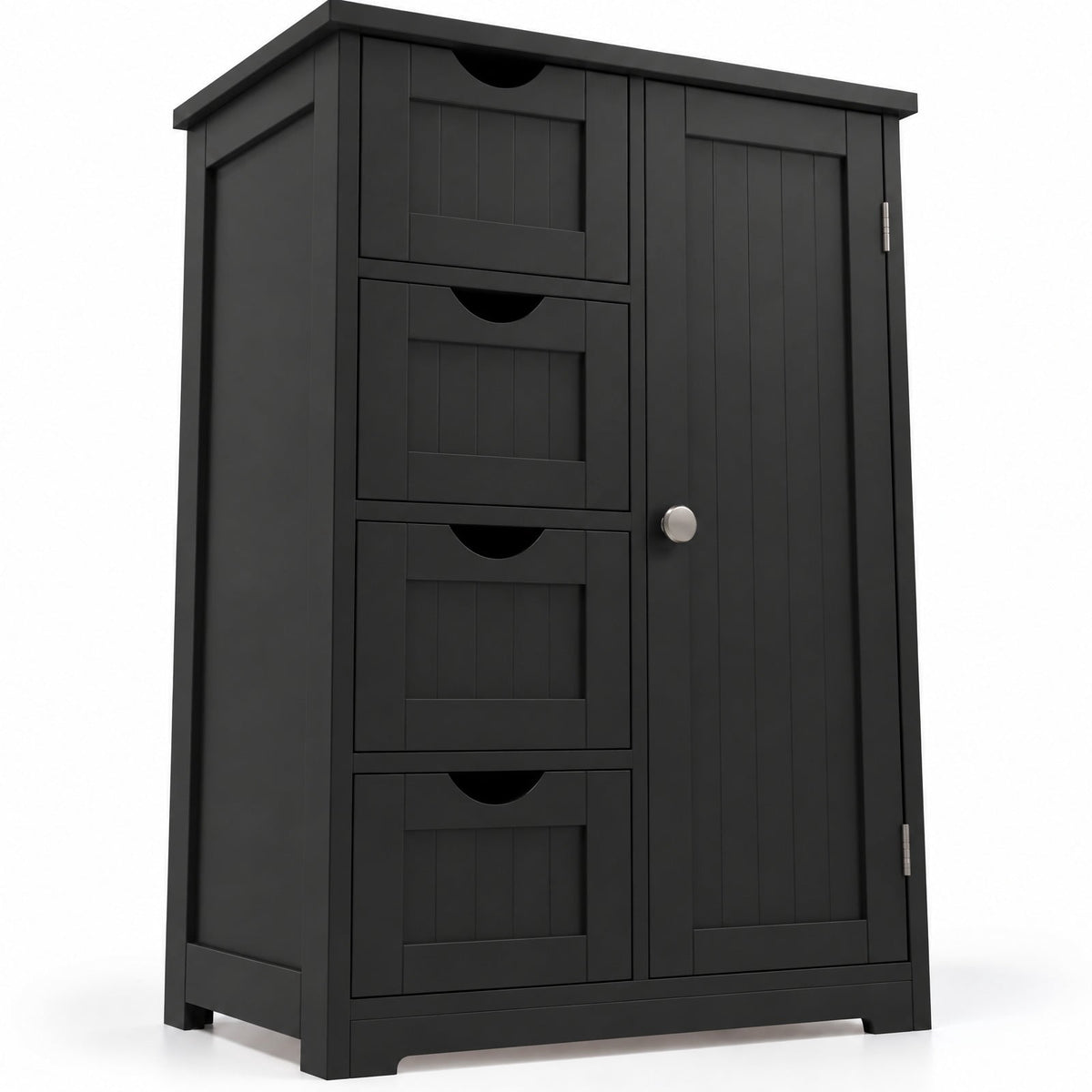 Airfind Standing Indoor Wooden Cabinet with 4 Drawers, 143 lbs Capacity, MDF Engineered Wood Frame, 21.5 Inch x 12 Inch x 32.5 Inch Footprint, Black