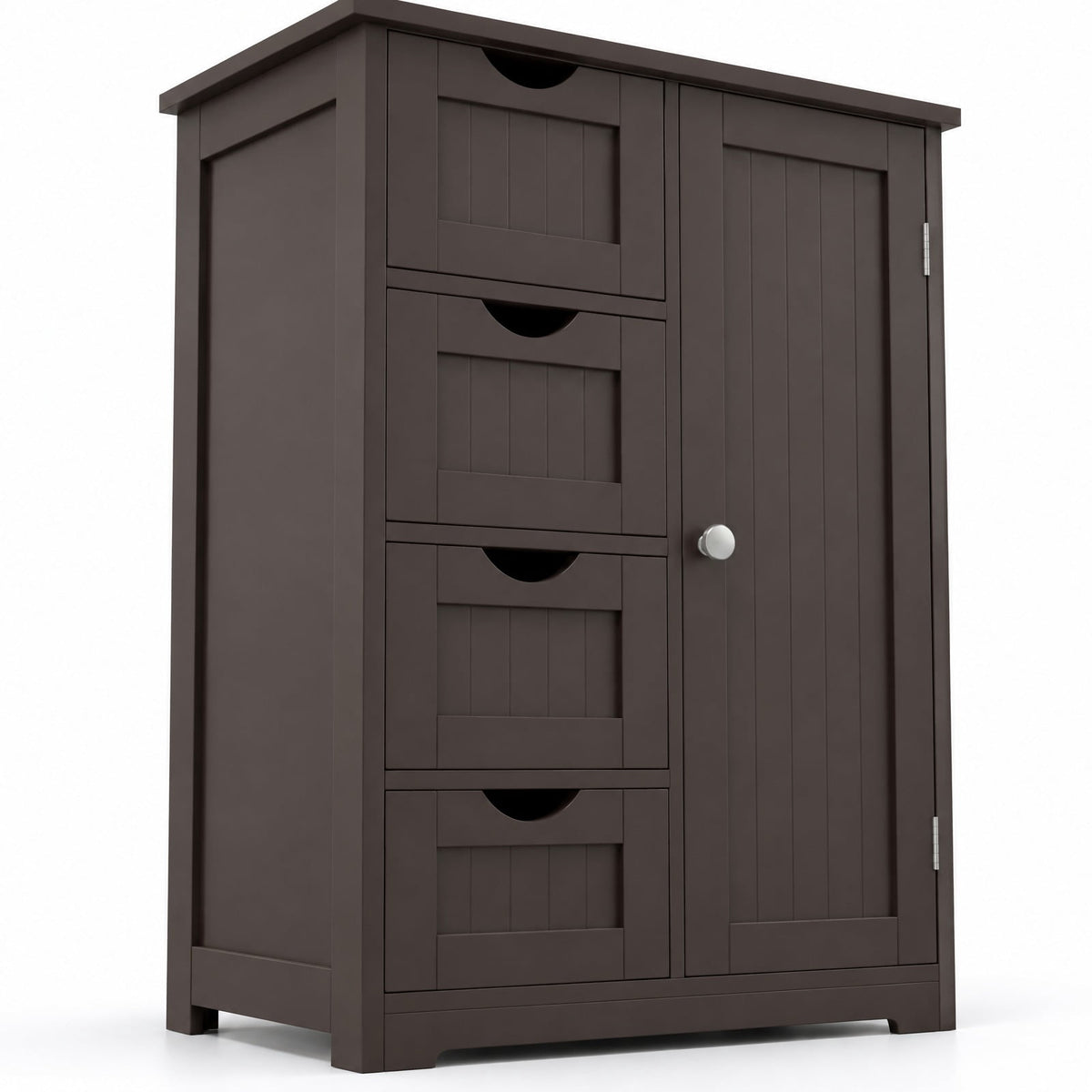 Airfind Standing Indoor Wooden Cabinet with 4 Drawers, 143 lbs Capacity, MDF Engineered Wood Frame, 21.5 Inch x 12 Inch x 32.5 Inch Footprint, Brown
