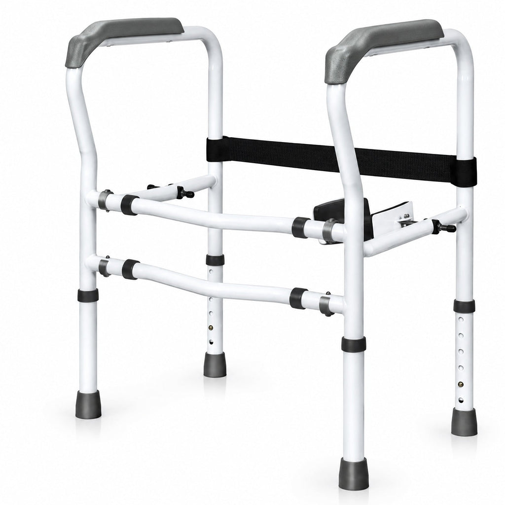 Airfind Steel Safety Toilet Rail with Created Fixable Clamp, 300 lbs Capacity, Carbon steel pipe HDPE Frame, 24.5 x 19x 30 Footprint