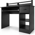 Airfind Study Laptop Table with Drawer and Keyboard Tray, 201 lbs Capacity, Engineered Wood MDF Frame, Black