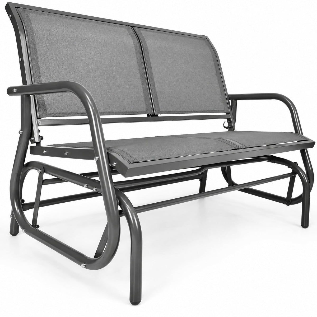 Airfind Swing Glider Chair 48 Inch Loveseat Rocker Lounge Backyard, 400 lbs Capacity, Steel Frame, 48.5 Inch x 28 Inch x 34 Inch Footprint, Gray