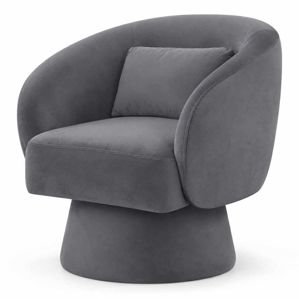 Airfind Swivel Accent Chair Upholstered Barrel Chair with Curved Back and Removable Lumbar Pillow, 400 lbs Capacity, 28.5 x 26.5 x 30.5 Footprint