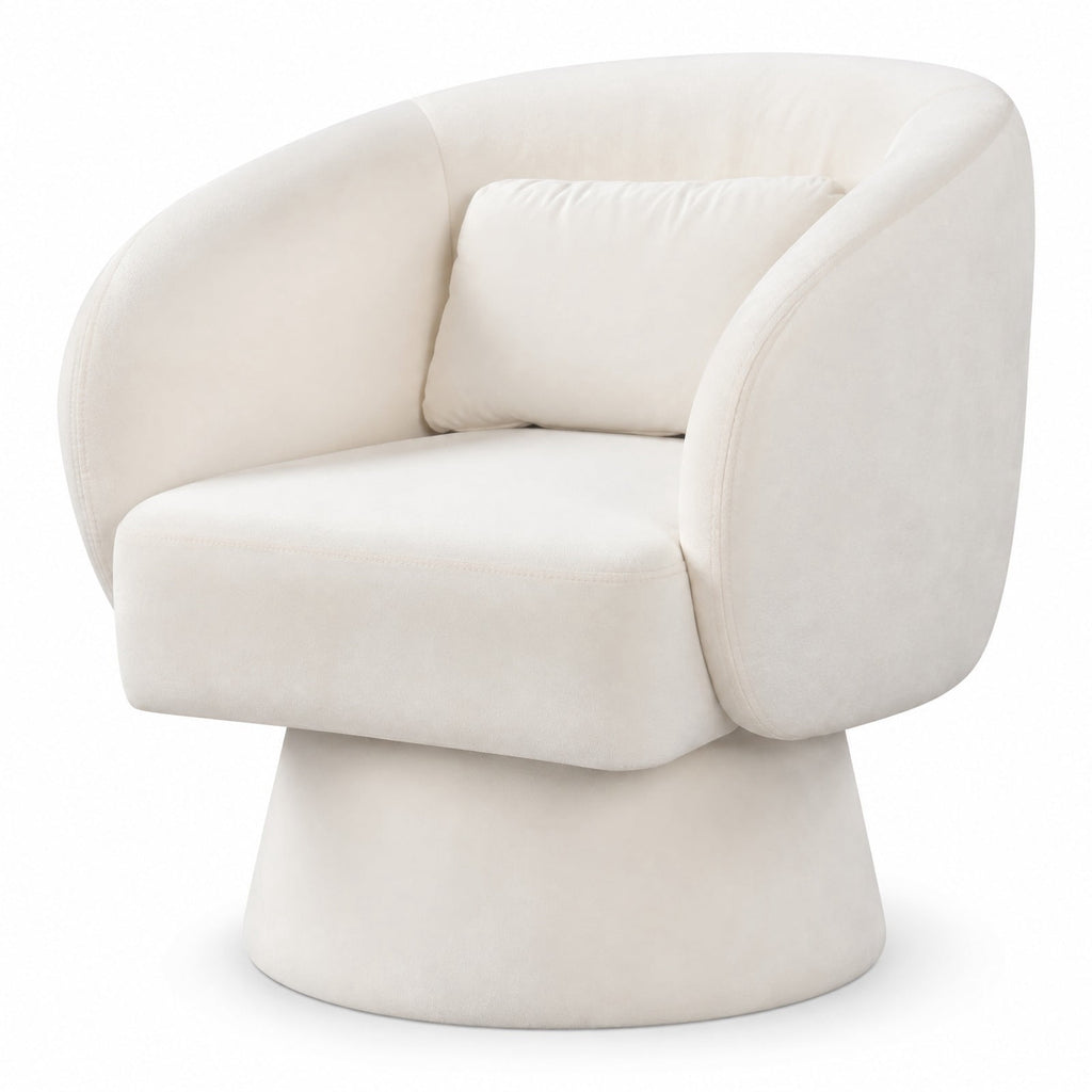 Airfind Swivel Accent Chair Upholstered Barrel Chair with Curved Back and Removable Lumbar Pillow, 400 lbs Capacity, 28.5 x 26.5 x 30.5 Footprint
