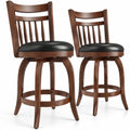 Airfind Swivel Bar Stools Set of 2 Counter Height Faux Leather Upholstered Barstools-24 Inches, 330 lbs Capacity, Expresso and Black