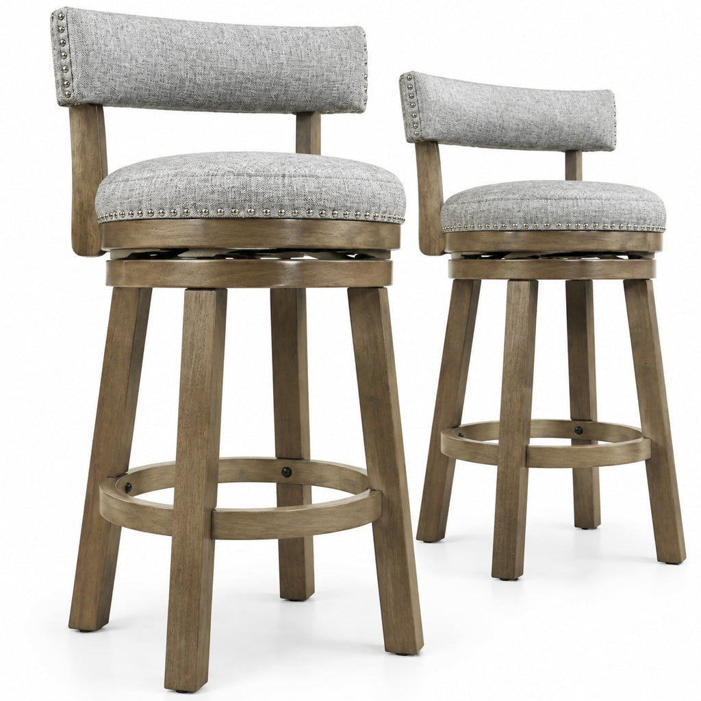 Airfind Swivel Bar Stools Set of 2 Linen Fabric Upholstered Barstools with Back-31.5 Inches, 330 lbs Capacity, Rubber Wood Linen Fabric Sponge Frame