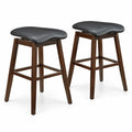 Airfind Swivel Bar Stools Set of 2 with Padded Contoured Seat and Footrest-Black and Brown, 310 lbs Capacity, Rubber Wood MDF PVC Leather Sponge Frame