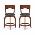 Airfind Swivel Bar Stools Set of 2 with Rubber Wood Frame and Upholstered Seat-24 Inch, 286 lbs Capacity, Rubber Wood Sponge PVC Frame, Wood