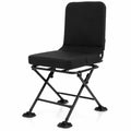 Airfind Swivel Folding Chair with Backrest and Padded Cushion, Sponge Steel Oxford Fabric PVC Frame, 19 Inch x 22 Inch x 35 Inch Footprint, Black