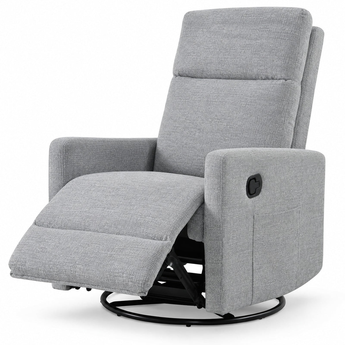 Airfind Swivel Rocking Chair 360° Nursery Reclining Rocker Armchair with Cushioned Back, 330 lbs Capacity, Lint Fabric Frame, Gray