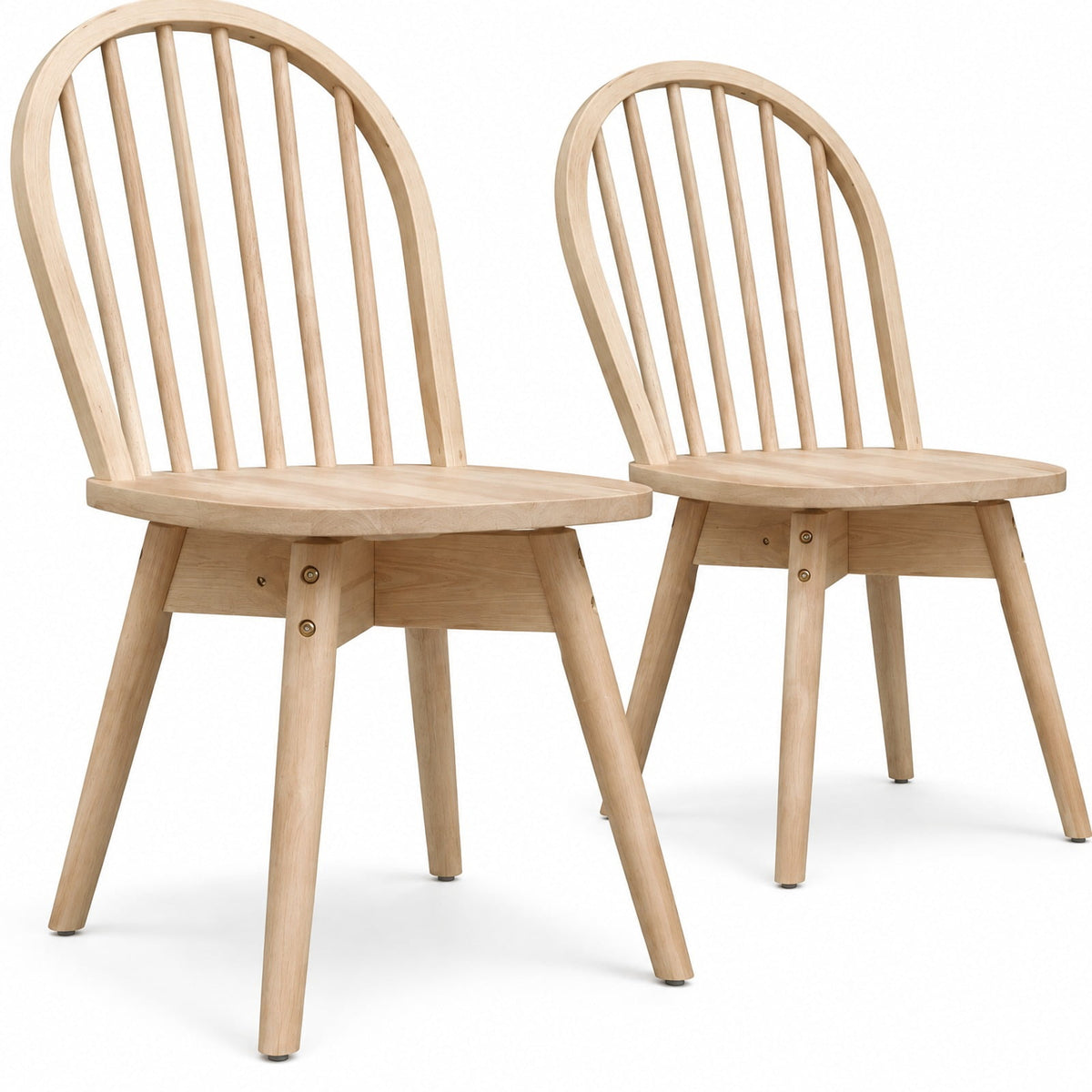 Airfind Dining Chairs, Swivel Windsor, Set of 2 with Solid Rubber Wood Frame, Chair 330 lbs Capacity, Rubber Wood Frame, 17.5 Inch x 21 Inch x 36 Inch, Natural