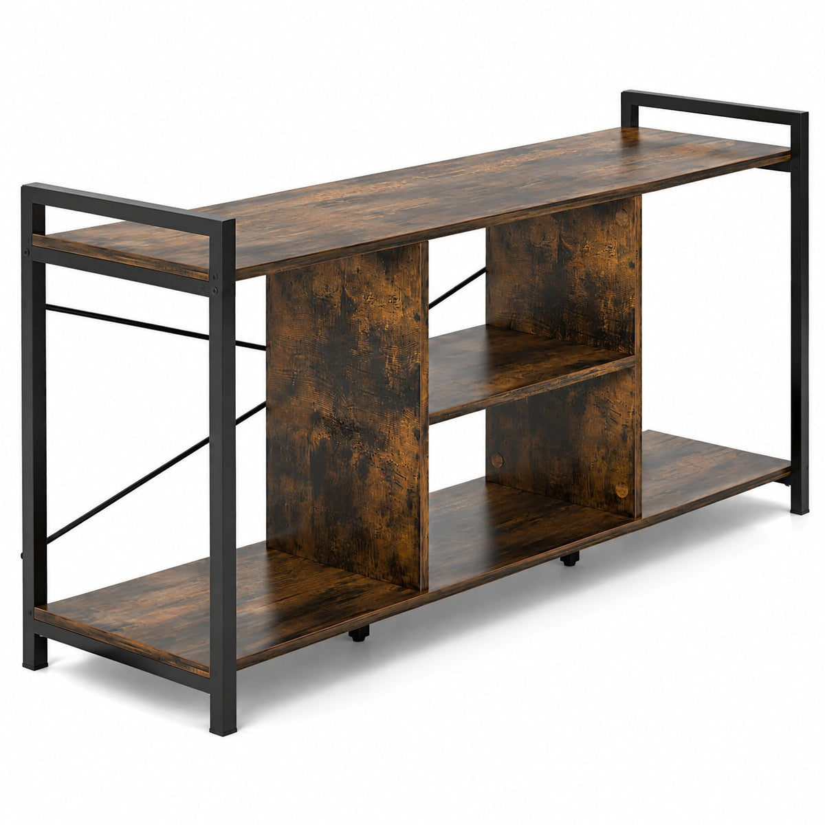 Airfind TV Stand for 55 Inch TVs Industrial Entertainment Center, 200 lbs Capacity, Engineered Wood Metal Frame, 47 x 14 x 24 Footprint, Brown