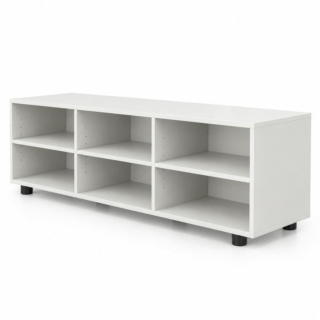 Airfind TV Stand for TV up to 55 Inch with 6 Storage Compartments, 135 lbs Capacity, Engineered Wood MDF Frame, 45 Inch x15.5 Inch x 13.5 Inch Footprint, White