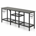 Airfind TV Stand, for TVs up to 65 Inch with 3-Tier Open Shelves and 4 Hooks, 685 lbs Capacity, Engineered Wood Metal Frame, Oak