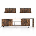 Airfind TV Stand for TVs up to 85 Inch with 2 Wall Shelves and Charging Station, 420 lbs Capacity, Engineered Wood Frame, Brown