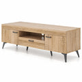 Airfind TV Stand with 2 Cabinets and Storage Drawer for 65 Inches TVs, 180 lbs Capacity, Metal Engineered Wood Frame, 59 x 15 x 17 Footprint, Oak
