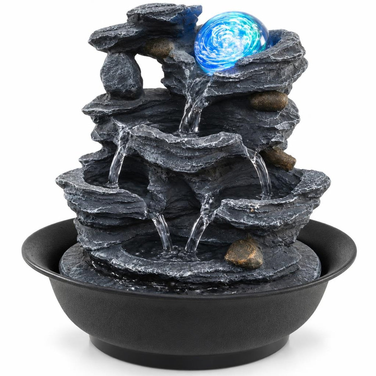 Airfind Tabletop Water Fountain with Rolling Crystal Ball and Color-Changing LED Light-B, PP Resin Fiberglass Style A Frame, 8.5 x 10.5 Footprint