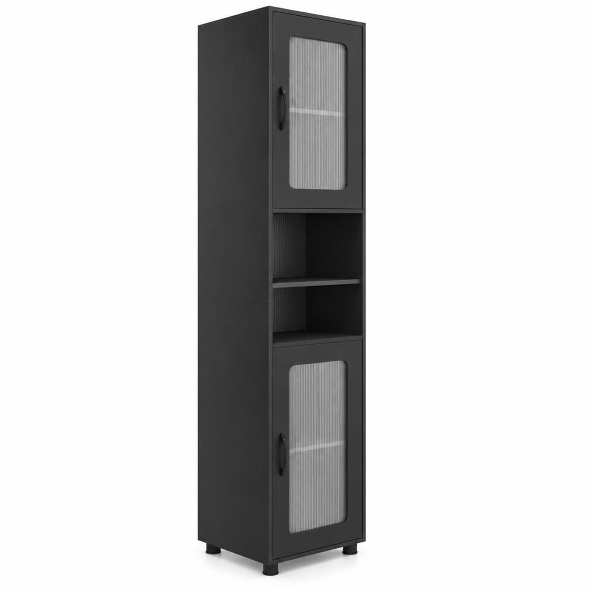 Airfind Tall Bathroom Storage Cabinet 67 Inches Freestanding Storage Organizer, 155 lbs Capacity, Engineered Wood MDF Frame, Black