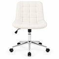 Airfind Teddy Fleece Armless Office Chair Makeup Vanity Chair, 250 lbs Capacity, Metal Teddy Fleece Sponge Nylon Frame, White