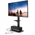 Airfind Tilt and Height Adjustable Floor TV Stand featuring Power Outlet and Adjustable AV Shelf, 110 lbs Capacity, MDF Metal Frame, Black