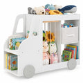 Airfind Toy Storage Organizer with Stuffed Animal Storage Fabric Drawer and Universal Wheels, 35 lbs Capacity, for 3+ Years Old, White