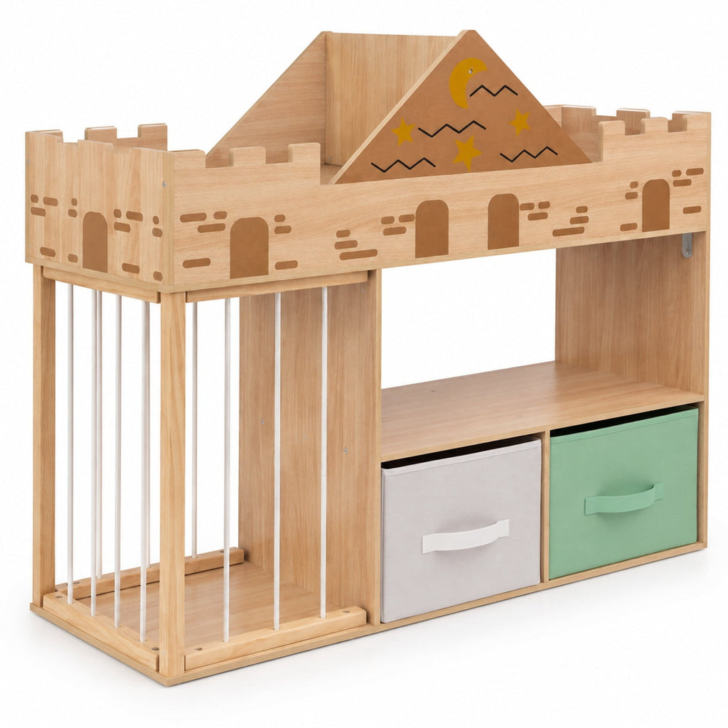 Airfind Toy Storage Organizer with Stuffed Animal Storage and Open Shelves, 35 lbs Capacity, Engineered Wood Pine Wood Cotton PP Frame, Natural