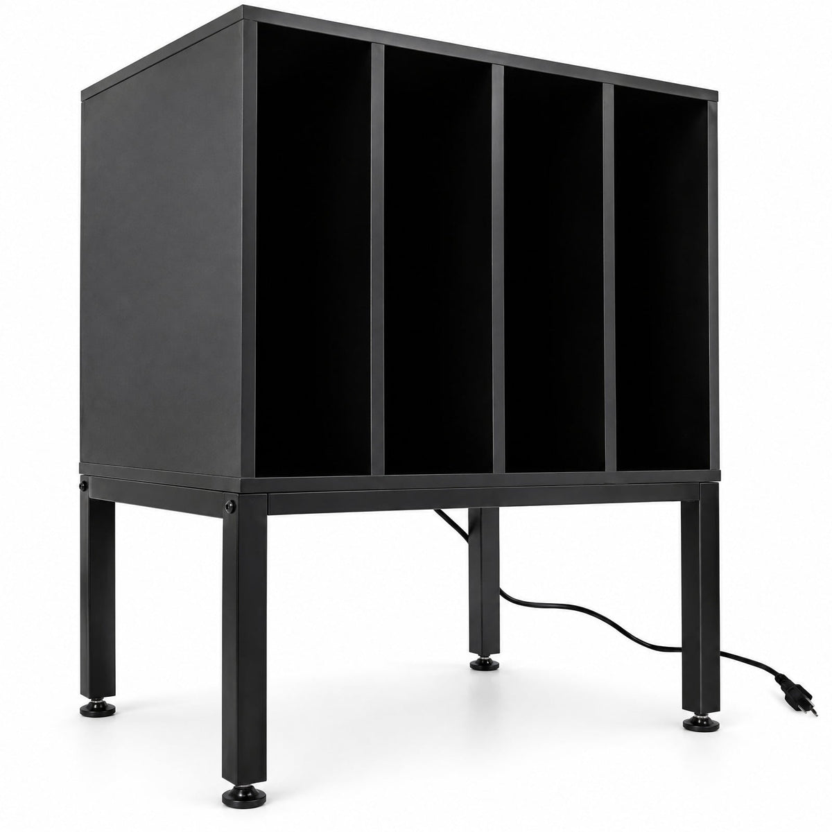 Airfind Turntable Record Player Stand with Power Outlets, 88 lbs Capacity, Engineered Wood Metal MDF Frame, 20 x 16 x 32 Footprint, Black
