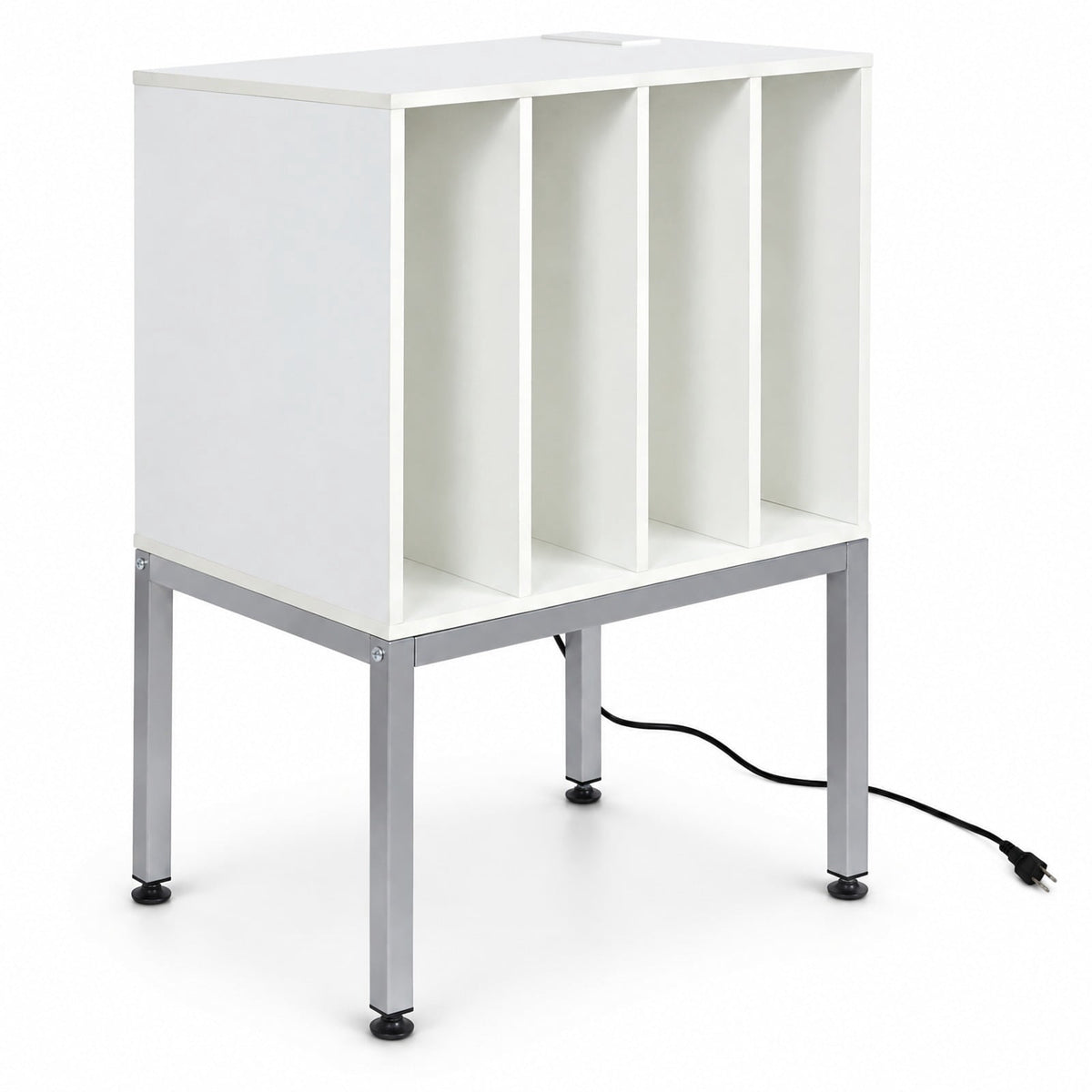 Airfind Turntable Record Player Stand with Power Outlets, 88 lbs Capacity, Engineered Wood Metal MDF Frame, 20 x 16 x 32 Footprint, White