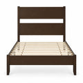 Airfind Twin Bed Frame with Headboard with Solid Wood Legs 12 Slats-Rustic Brown, 550 lbs Capacity, Rubber Wood Engineered Wood LVL Frame, Wood