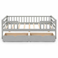 Airfind Twin Daybed with Fence and 2 Drawers Kids Bed for Boys Girls, 200 lbs Capacity, Pine Wood MDF Engineered Wood Plywood Frame, Gray