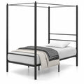Airfind Twin/Full/Queen Size Metal Canopy Bed Frame with Slat Support, 660 lbs Capacity, Metal Clearance Between Bed and Floor: 12.5 Frame, Black