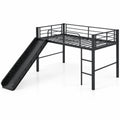 Airfind Twin Metal Loft Bed with Slide Safety Guardrails and Built-in Ladder, 330 lbs Capacity, Steel Frame, 78 x 98 x 43 Footprint, Black
