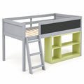 Airfind Twin Size Kids Loft Bed with LED Lights and Removable Bookcase, 350 lbs Capacity, Solid Wood Plywood Engineered Wood Frame, Gray